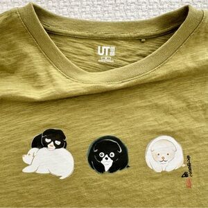 Uniqlo Wagara Animals Graphic Tshirt Unisex M, Kawaii Edo Animals Green Shirt